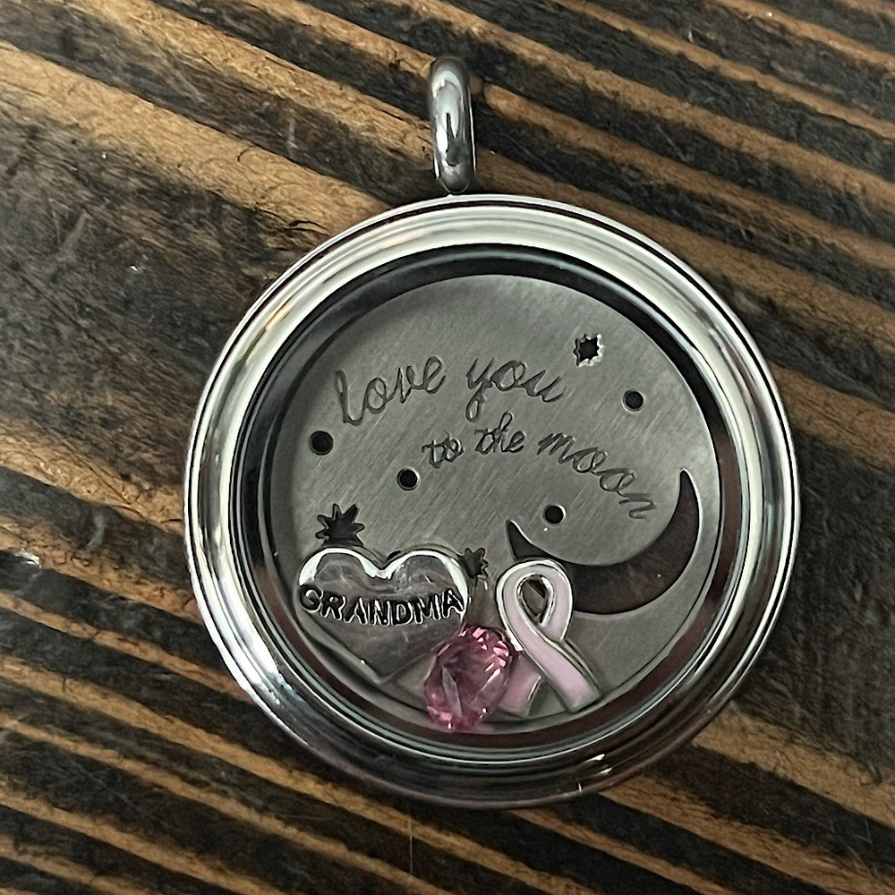 ORIGAMI OWL • large silver locket with plate and charms jewelry necklace pendant